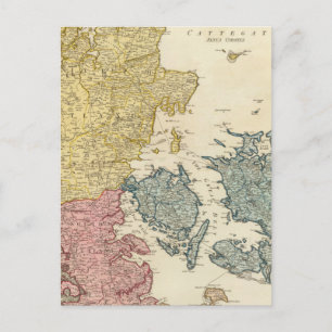 Denmark Atlas Map Postcard