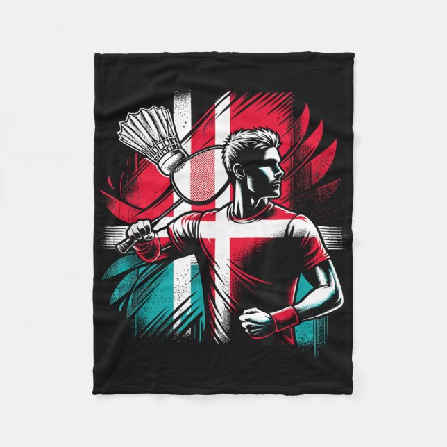 Denmark Badminton Player Proud Patriot Athlete  Fleece Blanket (Front)