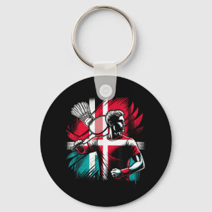Denmark Badminton Player Proud Patriot Athlete Keychain