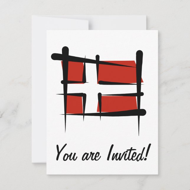Denmark Brush Flag Invitation (Front)