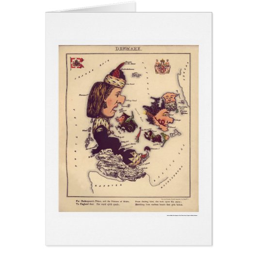 Denmark Caricature Map 1868 Cards (Front)