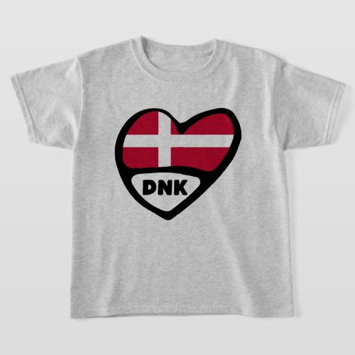 Denmark Country Code Flag Heart Pin Badge DNK T_Shirt
