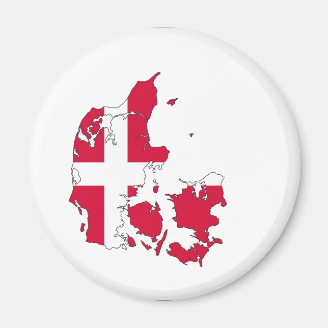 denmark country flag map shape danish magnet (Front)