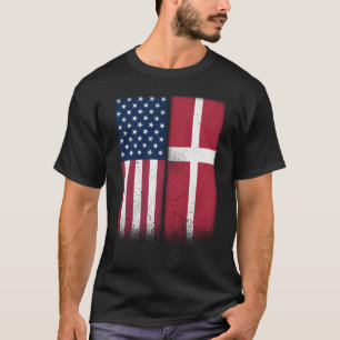 Denmark Danish American Flags Proud USA Denmark T-Shirt
