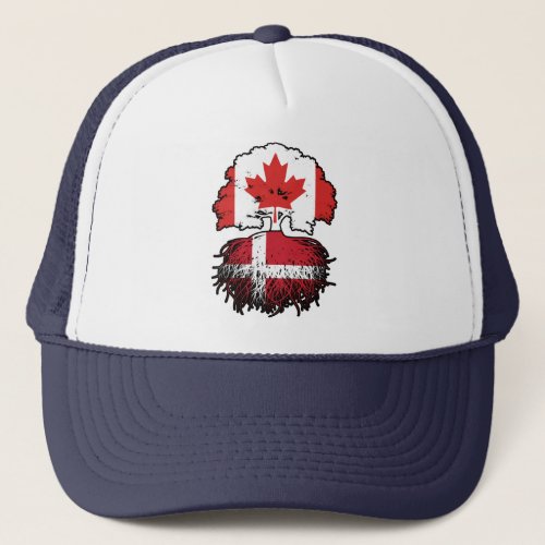 Denmark Danish Canadian Canada Tree Roots Flag Trucker Hat