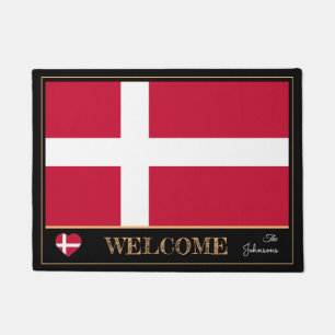 Denmark & Danish Flag house mats/sports Welcome Doormat