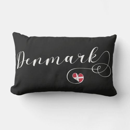 Denmark Danish Flag In Heart Lumbar Pillow