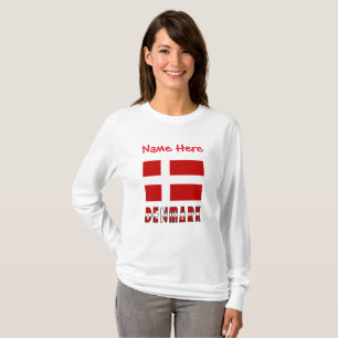 Denmark Danish Flag Red Personalization T-Shirt