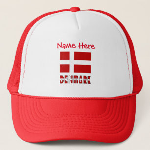 Denmark Danish Flag Red Personalization Trucker Hat