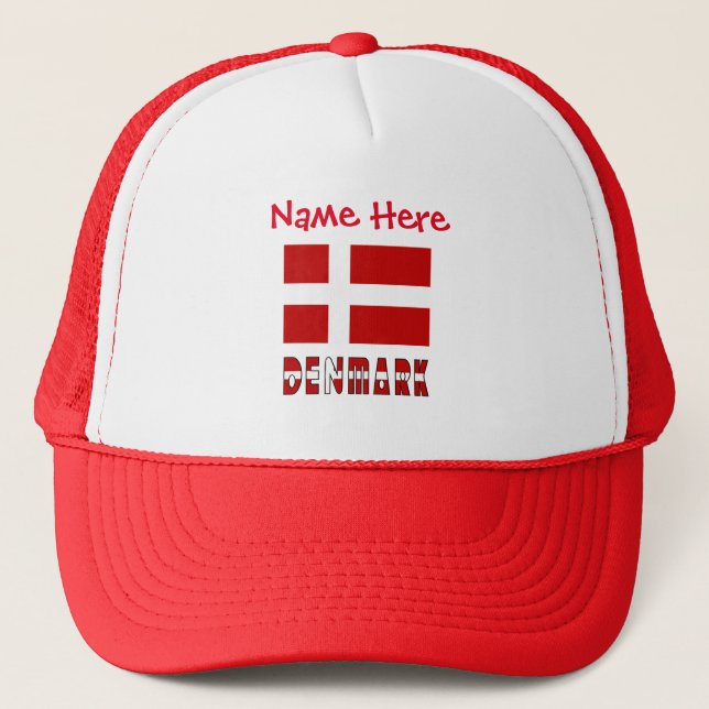 Denmark Danish Flag Red Personalization  Trucker Hat (Front)