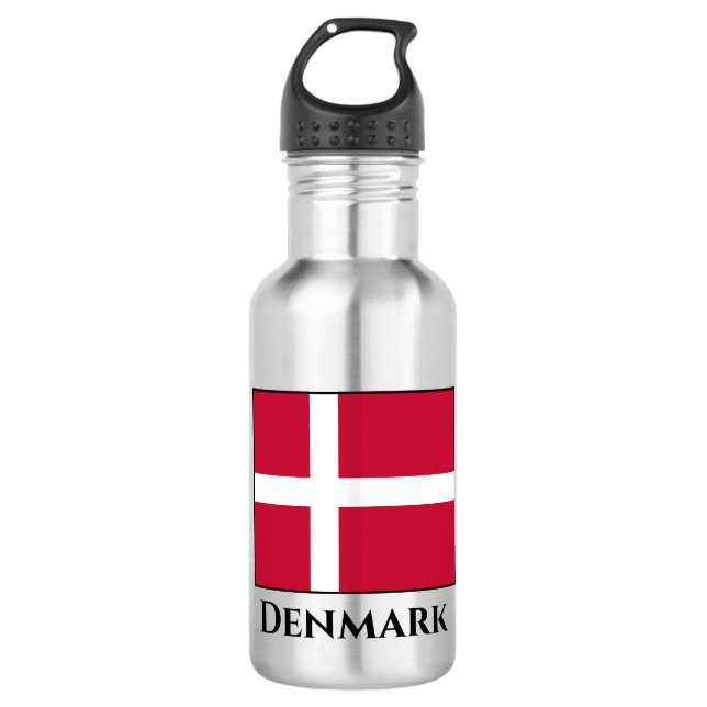 Denmark (Danish) Flag Stainless Steel Water Bottle (Front)