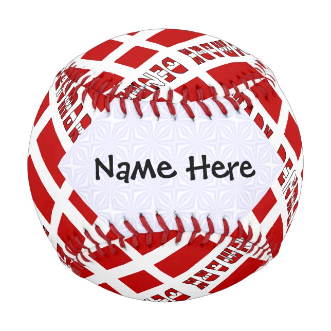 Denmark Danish Flag Tiled Black Personalization Baseball (Front)