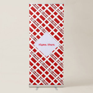 Denmark Danish Flag Tiled Red Personalized Name Retractable Banner