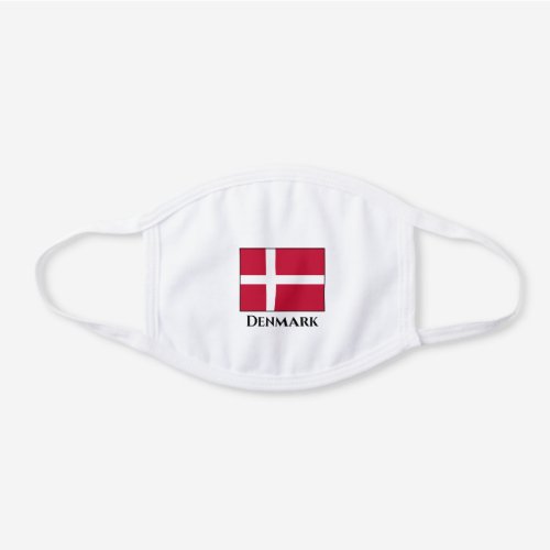 Denmark Danish Flag White Cotton Face Mask