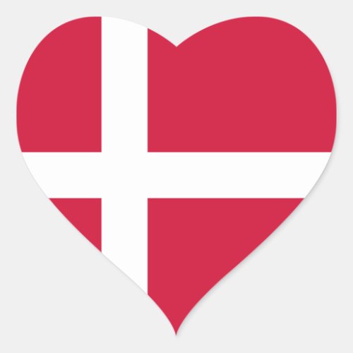 Denmark  Danish National Flag Heart Sticker