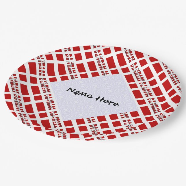 Denmark Dannebrog Tiled Personalized  Paper Plates (Angled)