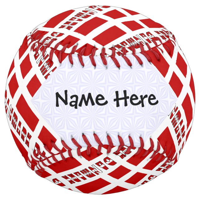 Denmark Dannebrog Tiled Personalized  Softball (Front)