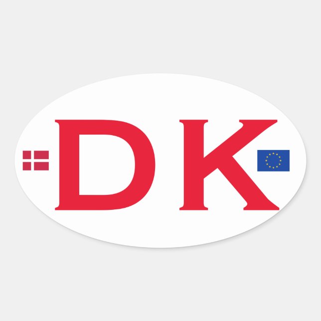 Denmark DK Euro-style Oval Sticker (Front)