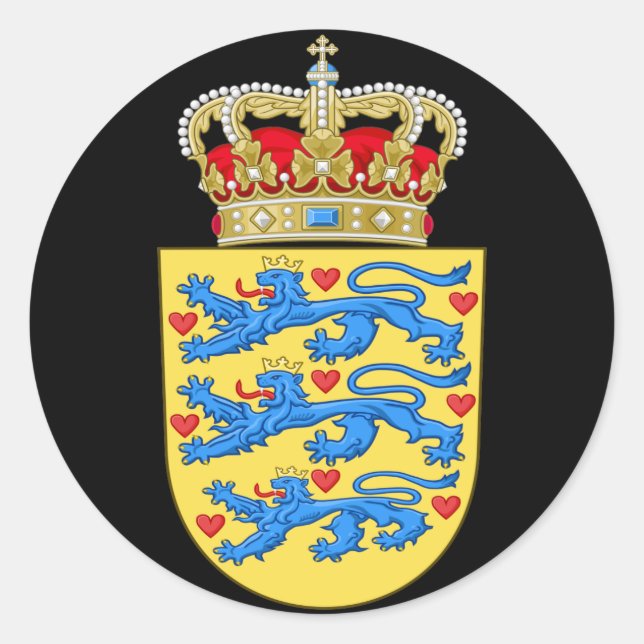 denmark emblem classic round sticker (Front)