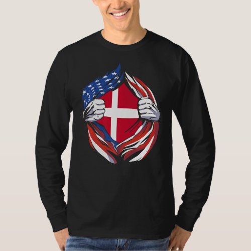 Denmark Flag American Proud of My Danish Heritage T_Shirt