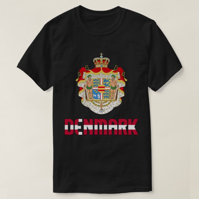 Denmark Flag and Coat Of Arms Patriotic T-Shirt (Design Front)