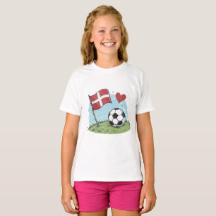 Denmark flag and crayon-style soccer ball T-Shirt