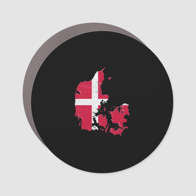 Denmark flag and map car magnet (Front)