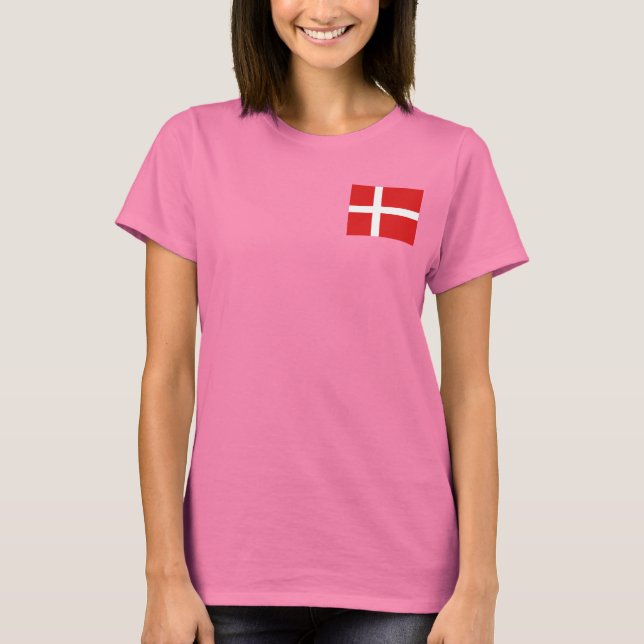 Denmark Flag and Map dk T-Shirt (Front)