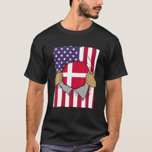 Denmark Flag Blood Inside Me Home Pride Danish Ame T_Shirt