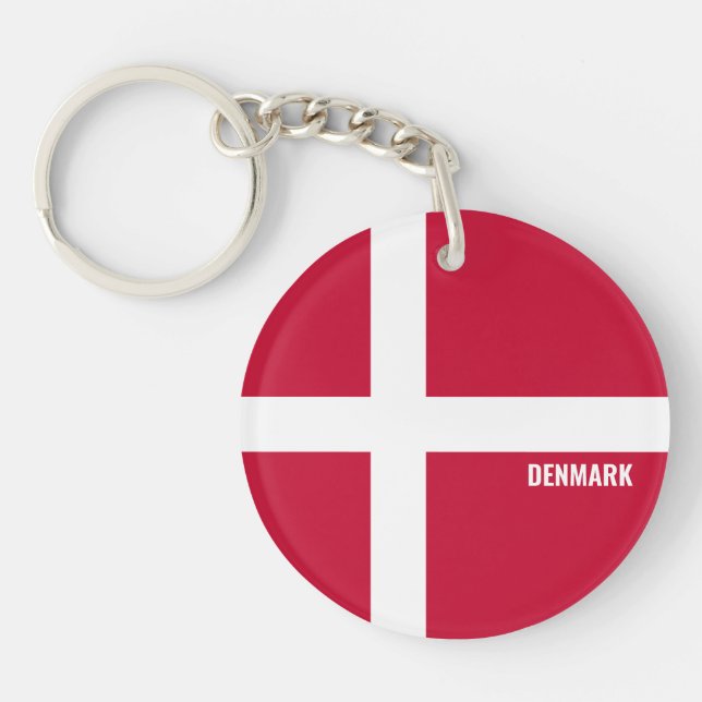 Denmark Flag Charming Patriotic Keychain (Front)