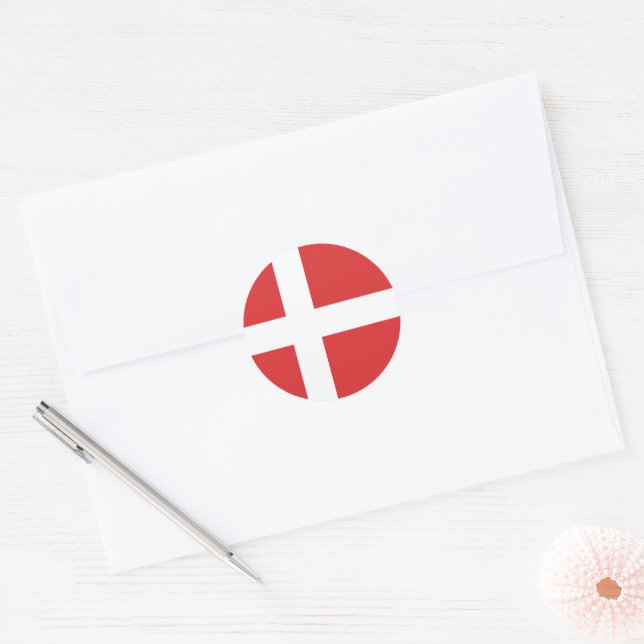 Denmark flag classic round sticker (Envelope)