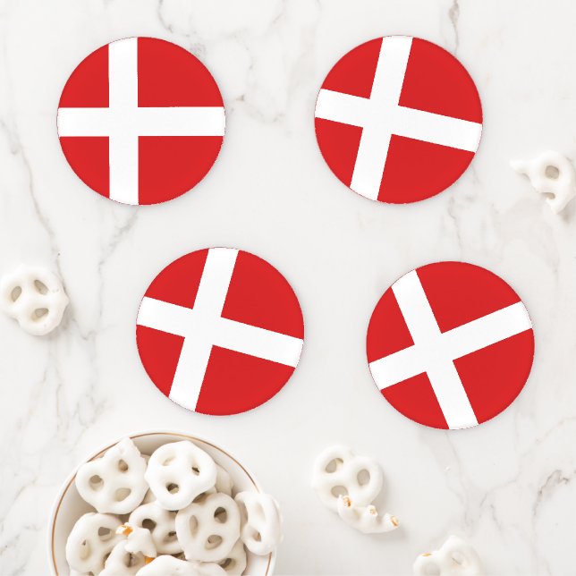 Denmark flag coaster set (In Situ)