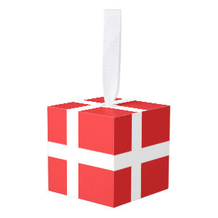 Denmark flag cube ornament