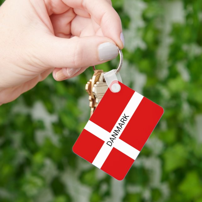 Denmark flag custom keychain gift (Hand)