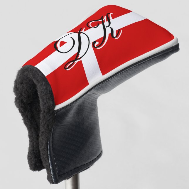 Denmark flag custom name golf head putter cover (3/4 Front)