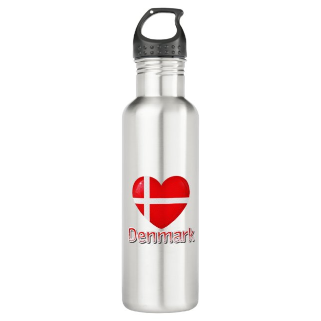 Denmark Flag Cutout Stainless Steel Water Bottle (Front)