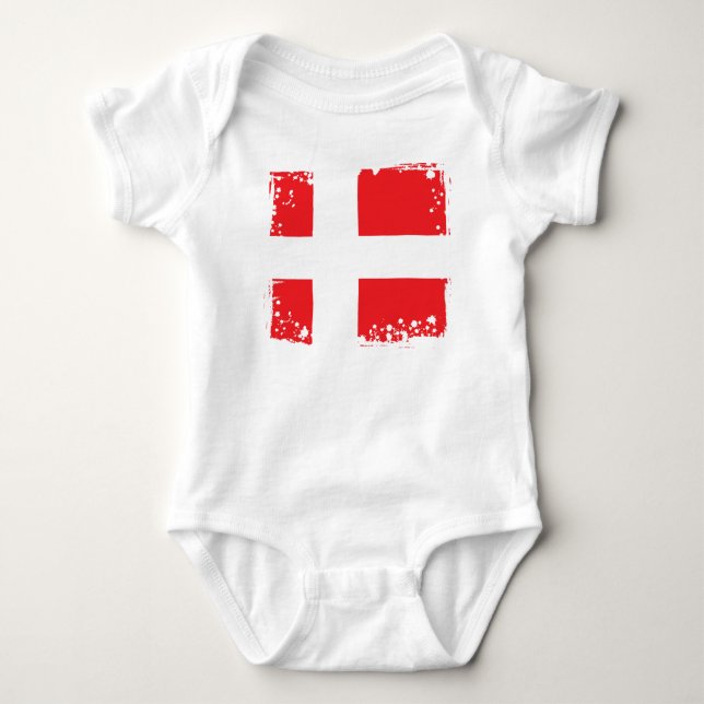 Denmark Flag, Danish Cool Baby cloth Baby Bodysuit (Front)