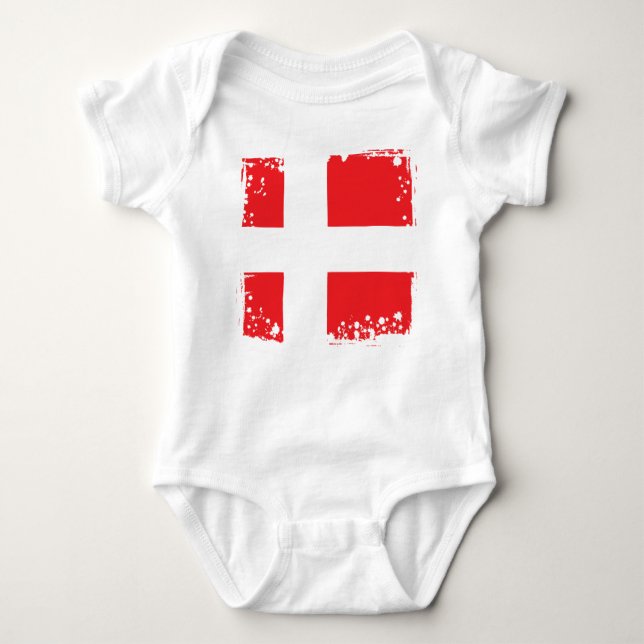 Denmark Flag, Danish Cool Baby cloth Bodysuit (Front)