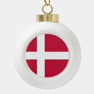 Denmark Flag Danish Patriotic Ceramic Ball Christmas Ornament