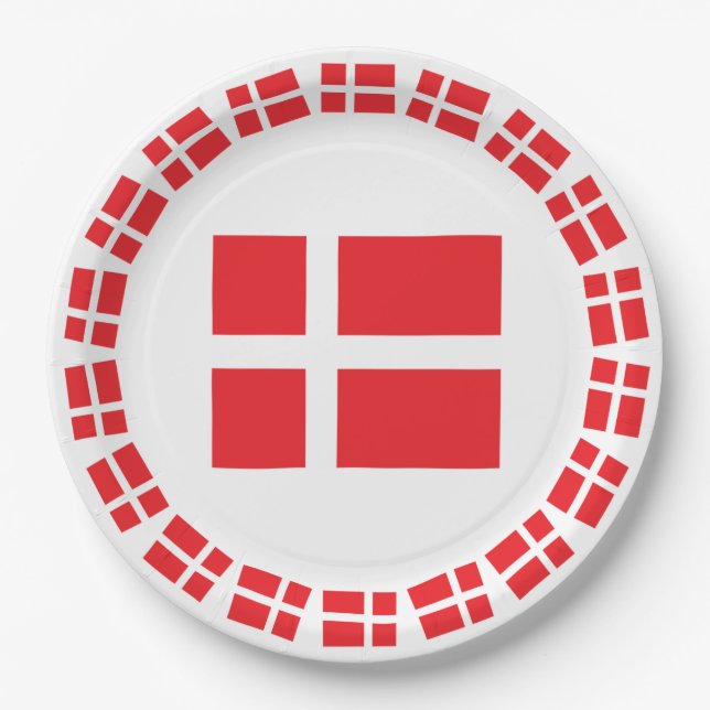 DENMARK FLAG DANNEBROG PAPER PLATES (Front)