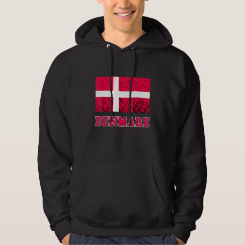 Denmark Flag Dannebrog Retro Danish Pride Danes Ro Hoodie