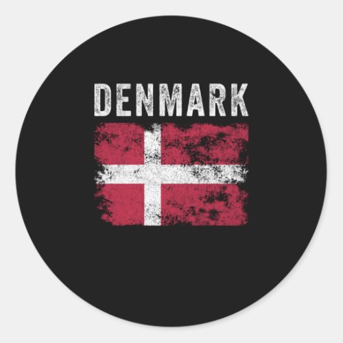 Denmark Flag Distressed _ Danish Flag Classic Round Sticker
