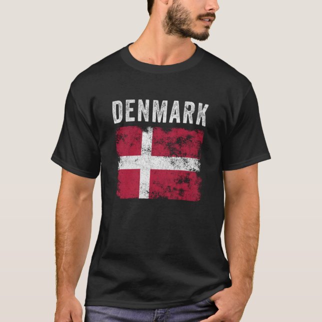 Denmark Flag Distressed Men Women Kids Danish Flag T-Shirt (Front)