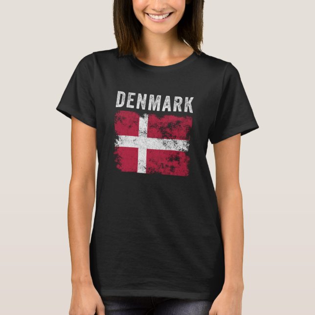 Denmark Flag Distressed Men Women Kids Danish Flag T-Shirt (Front)