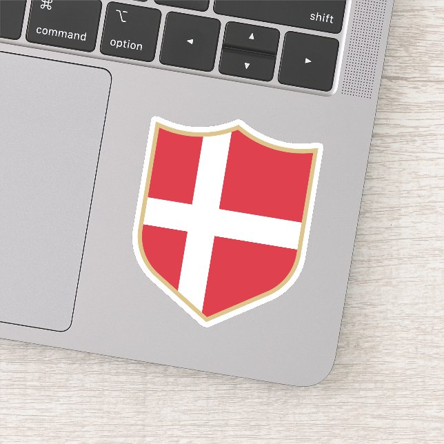Denmark Flag Emblem Patriotic Travel Sticker (Detail)