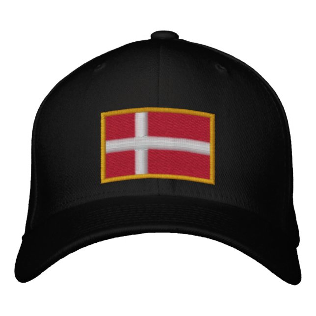 Denmark Flag Embroidered Baseball Cap (Front)