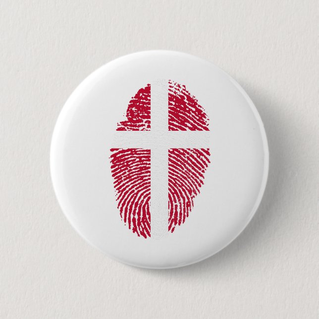 Denmark Flag Fingerprint Country Pride Button (Front)