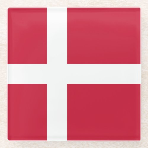 Denmark Flag Glass Coaster