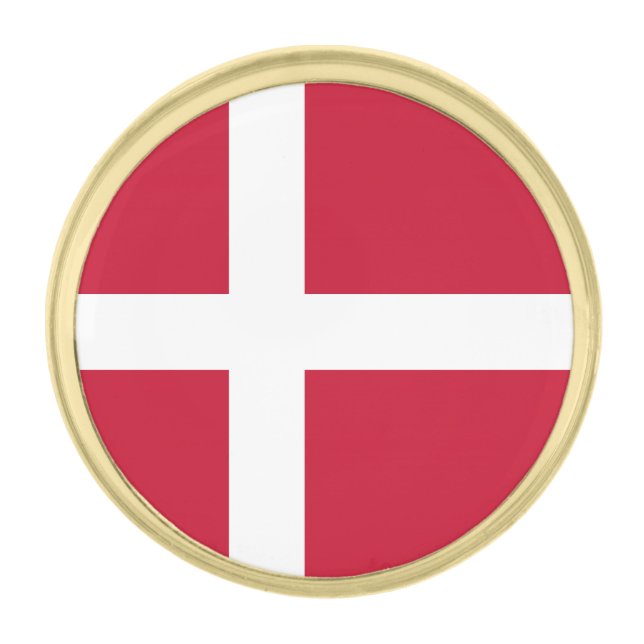 Denmark Flag Gold Finish Lapel Pin (Front)
