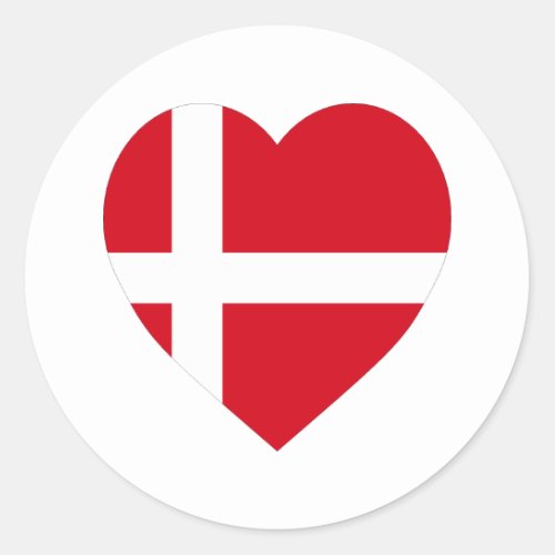 Denmark Flag Heart Classic Round Sticker